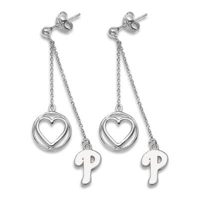 Philadelphia Phillies P Logo 3/8 Beloved Heart Earrng Sterling Silver PHI013BLERD-SS, MPN: PHI013BL…