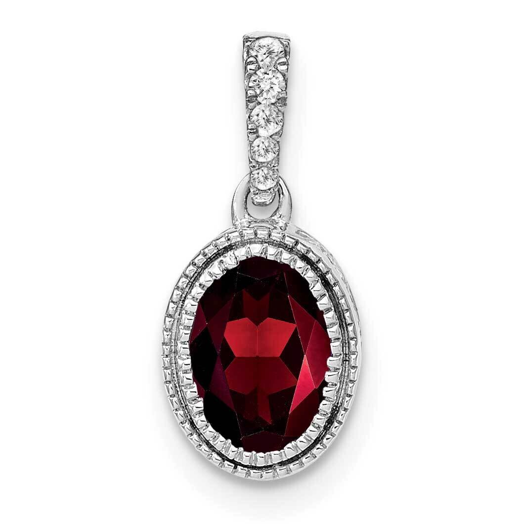 Oval Garnet Diamond Pendant 14k White Gold PM7093-GA-020-WA, MPN: PM7093-GA-020-WA,