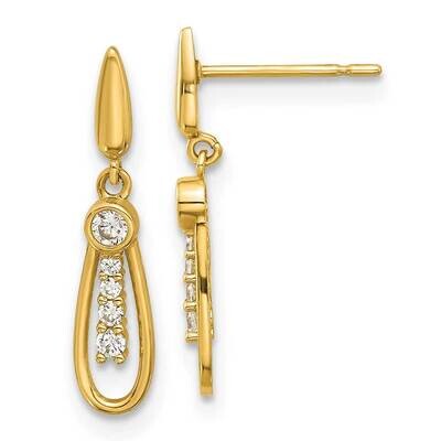 Madi K Polished CZ Fancy Post Dangle Earrings 14k Gold GK1190, MPN: GK1190,
