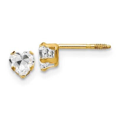 Madi K 4mm White CZ Heart Earrings 14k Gold GK144WCZ, MPN: GK144WCZ,