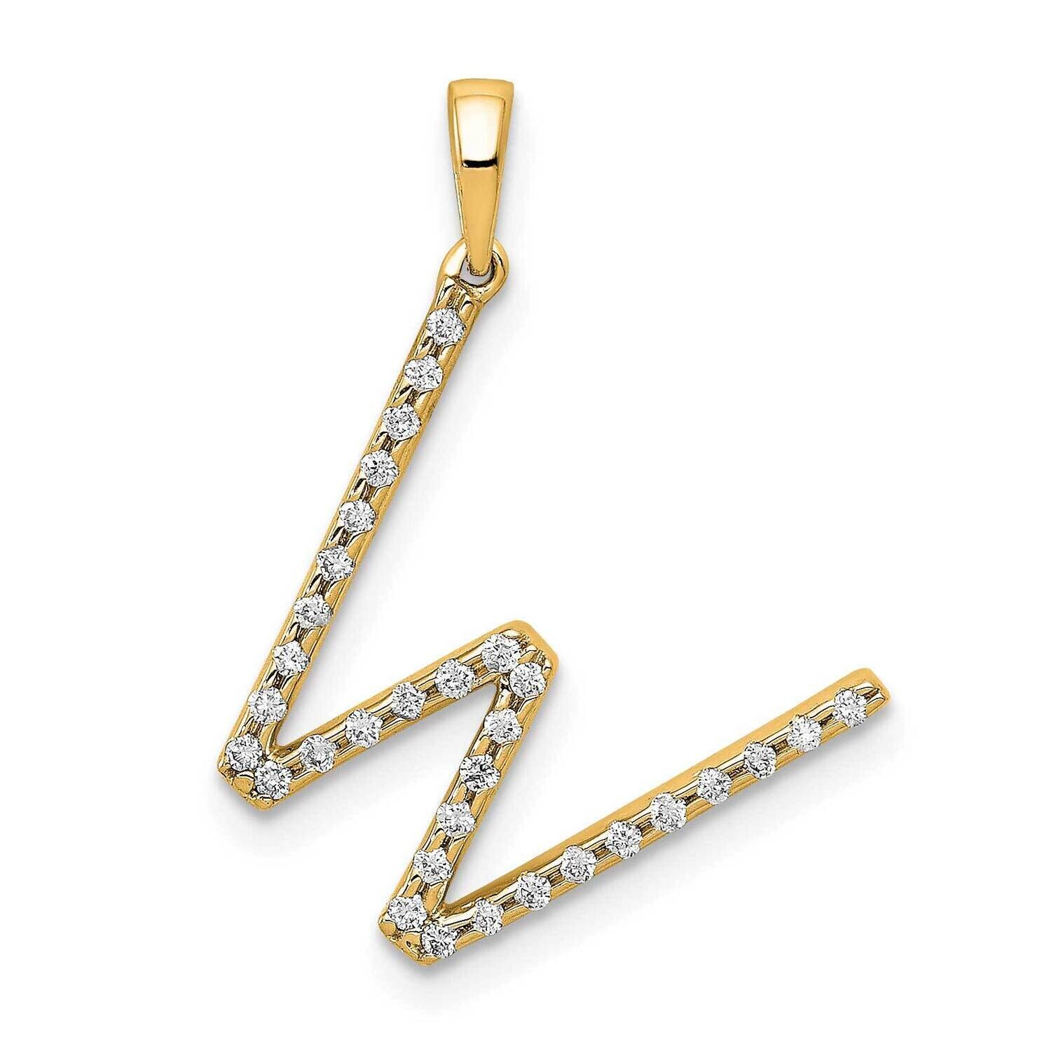 Diamond Letter W Initial Pendant 14k Gold PM5222W-013-YA, MPN: PM5222W-013-YA, 196904071038