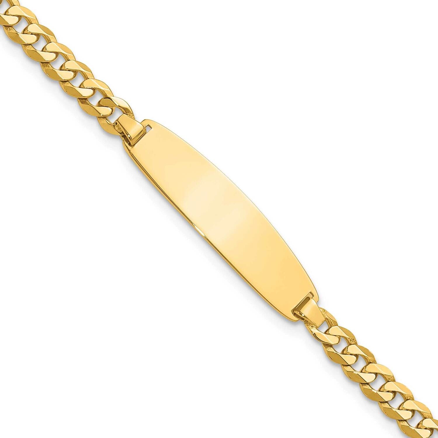 Flat Curb Link Rounded Id Bracelet 8 Inch 14k Gold LID107-8