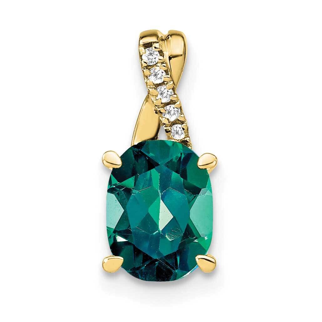 Oval Created Alexandrite Diamond Pendant 10k Gold PM4235-CA-003-1YA, MPN: PM4235-CA-003-1YA,