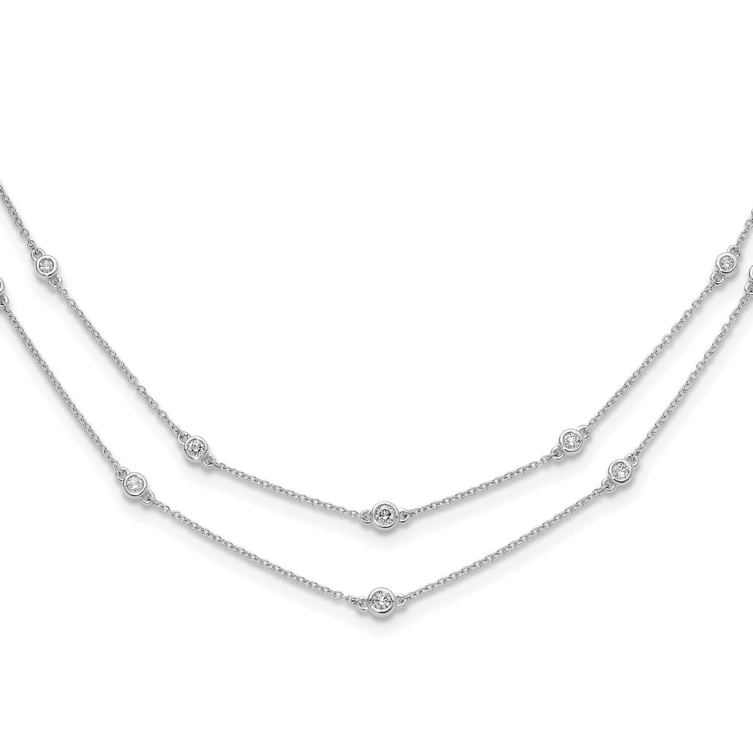 Diamond Multi Station Double StrBracelet 7 Inch 14k White Gold PM3755-025-WA, MPN: PM3755-025-WA,