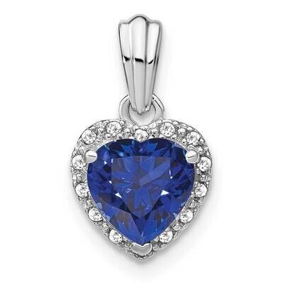 Rhod-Plated Created Sapphire Diamond Pendant Sterling Silver PM7400-CSA-007-SSA, MPN: PM7400-CSA-00…