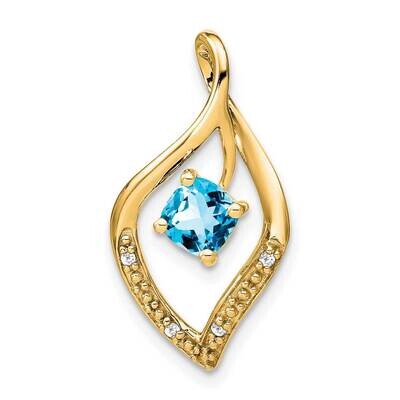 Blue Topaz Diamond Pendant 14k Gold PM7035-BT-003-YA, MPN: PM7035-BT-003-YA,