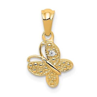 .01Ct. Diamond Butterfly Pendant 14k Polished Gold PM5214-001-YA, MPN: PM5214-001-YA,