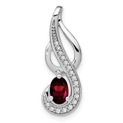 Garnet Diamond Swirl Pendant 14k White Gold PM7042-GA-010-WA, MPN: PM7042-GA-010-WA,