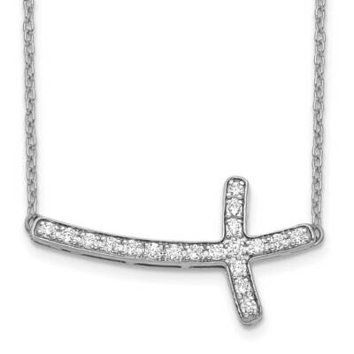 Diamond Sideways Cross 18 Inch Necklace 10k White Gold PM4691-025-1WA, MPN: PM4691-025-1WA,