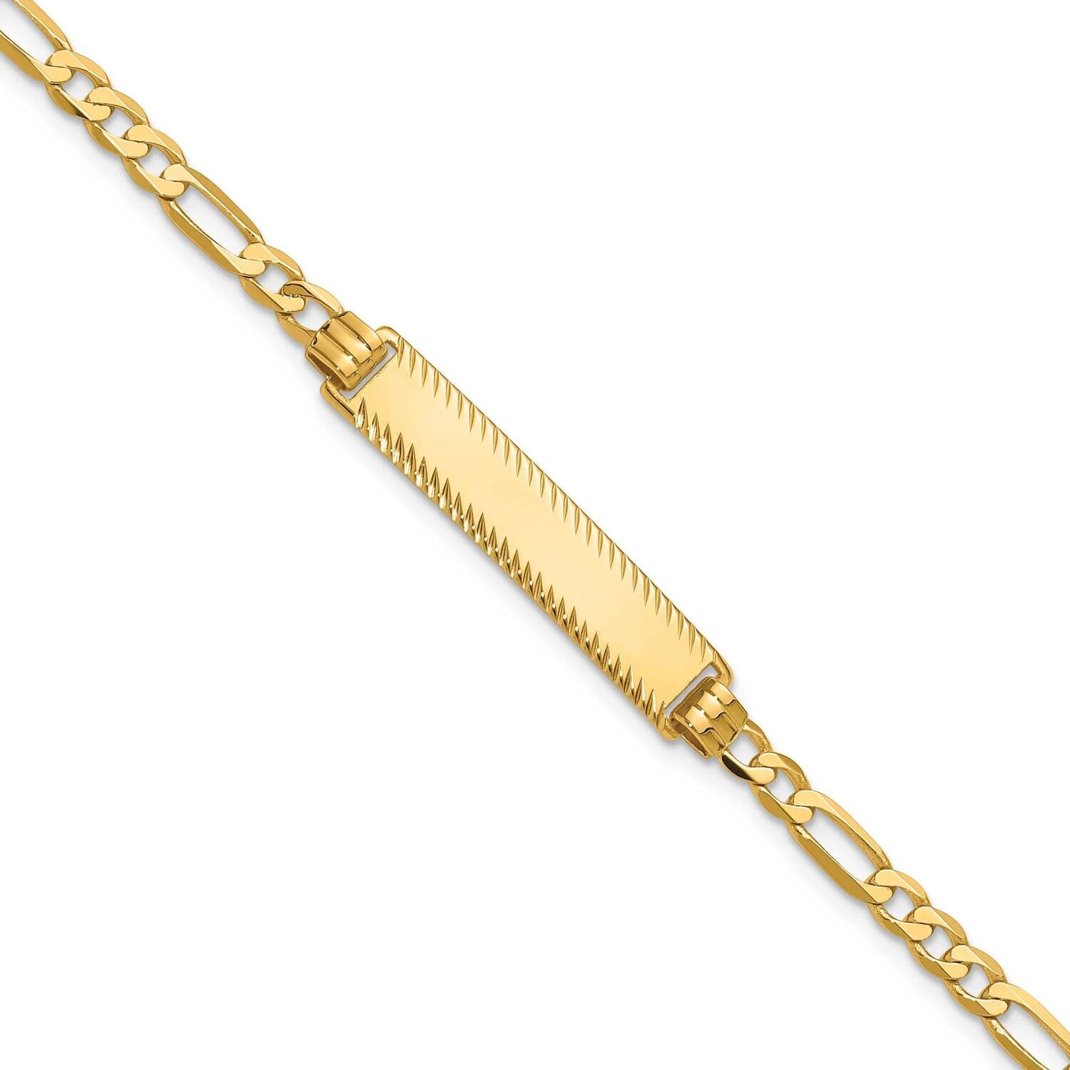 Flat Figaro Link Diamond Cut Id Bracelet 14k Gold LID98-7