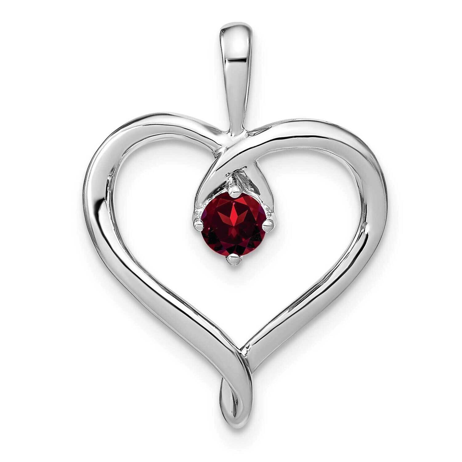 Garnet Heart Pendant 14k White Gold PM7020-GA-W, MPN: PM7020-GA-W,