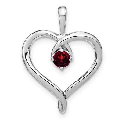 Garnet Heart Pendant 14k White Gold PM7020-GA-W, MPN: PM7020-GA-W,