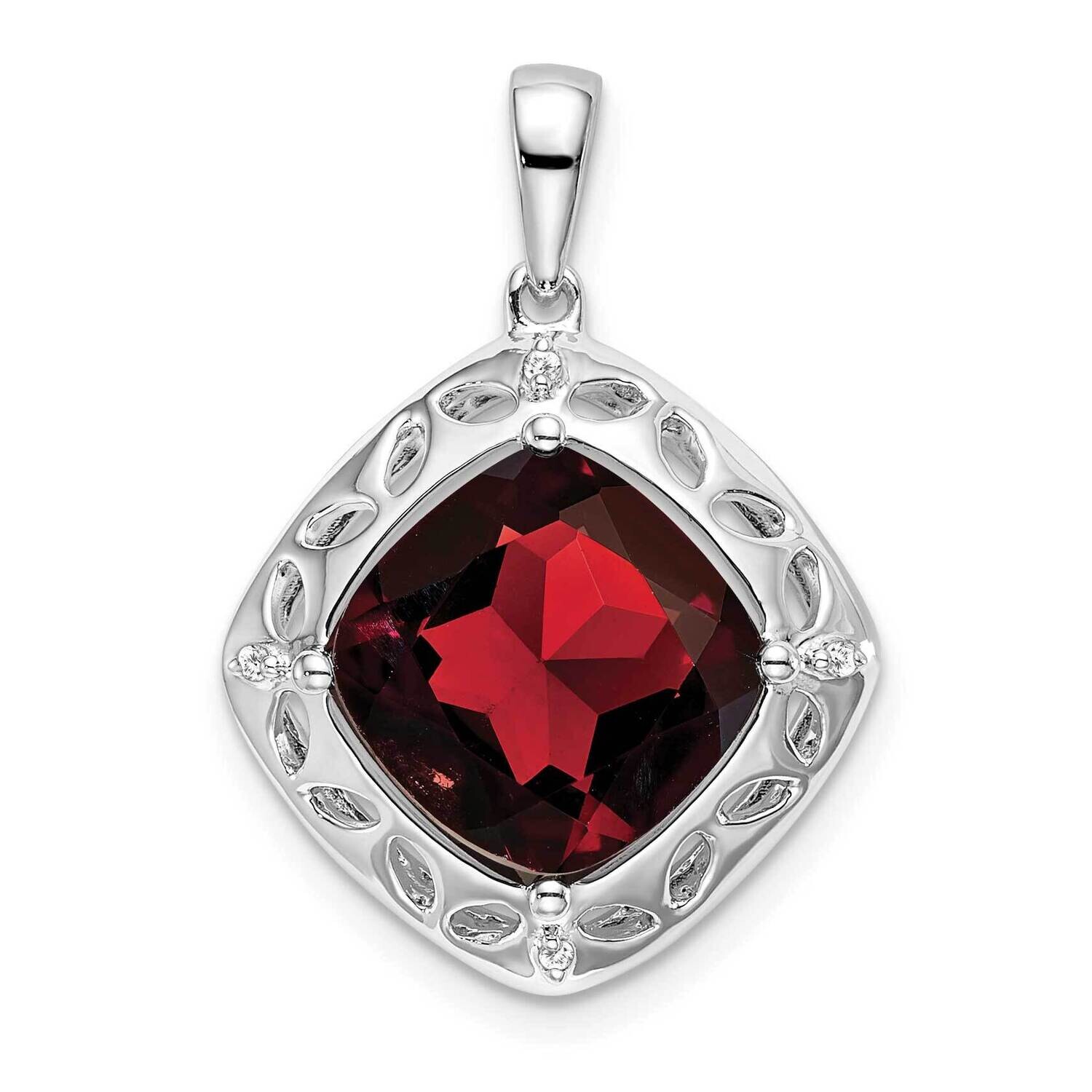 Garnet Diamond Pendant Sterling Silver PM7078-GA-002-SSA, MPN: PM7078-GA-002-SSA,