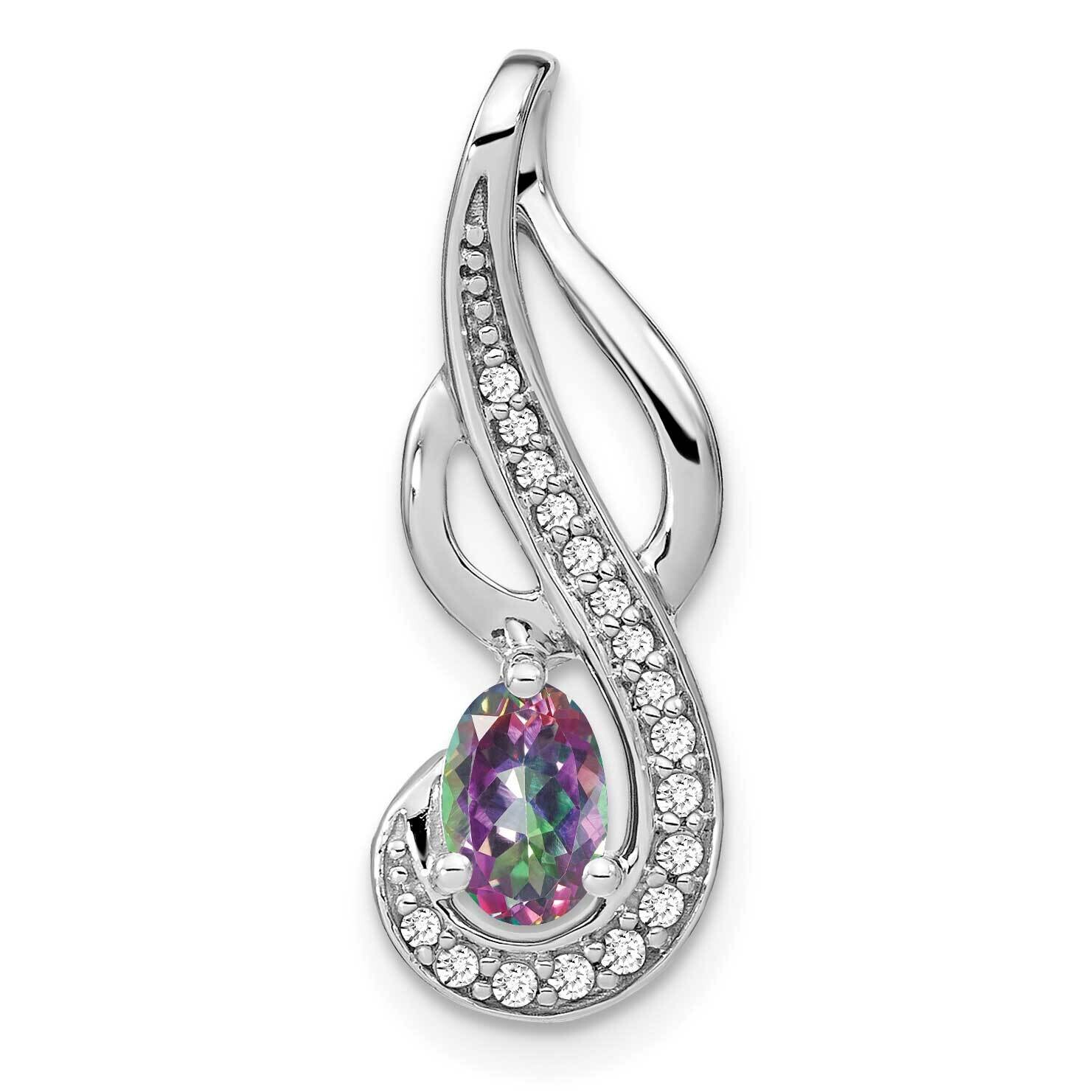 Mystic Fire Topaz Diamond Swirl Pendant 14k White Gold PM7042-FT-010-WA, MPN: PM7042-FT-010-WA,