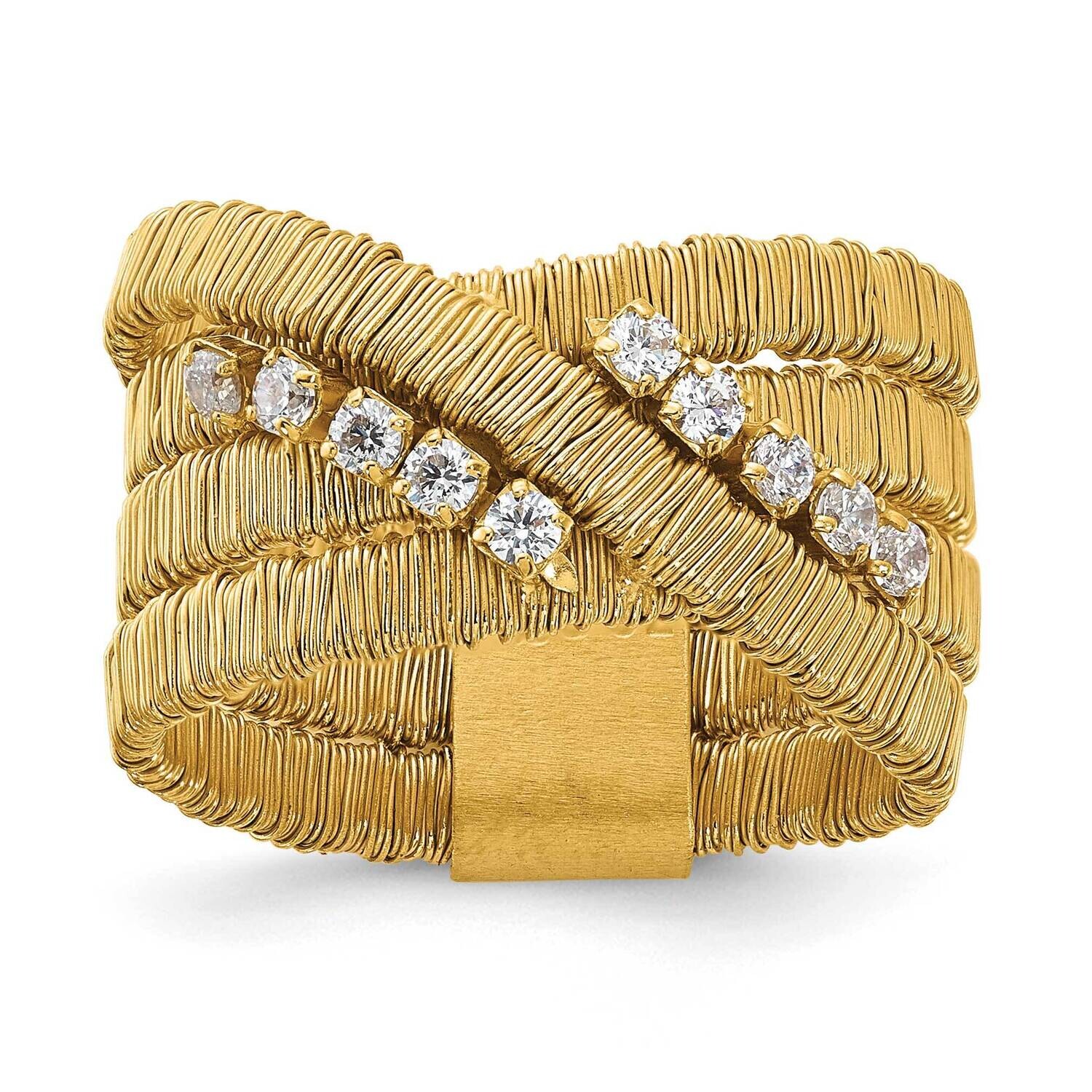 Gold-Plated CZ 4 Row Wire Wrapped Ring Sterling Silver J288258240354, MPN: J288258240354,