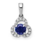 Created Sapphire Diamond Pendant 10k White Gold PM3578-CSA-006-1WA, MPN: PM3578-CSA-006-1WA,