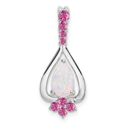 Pear Created Opal Created Pink Sapphire Pendant 14k White Gold PM7071-OP/CPS-W, MPN: PM7071-OP/CPS-…