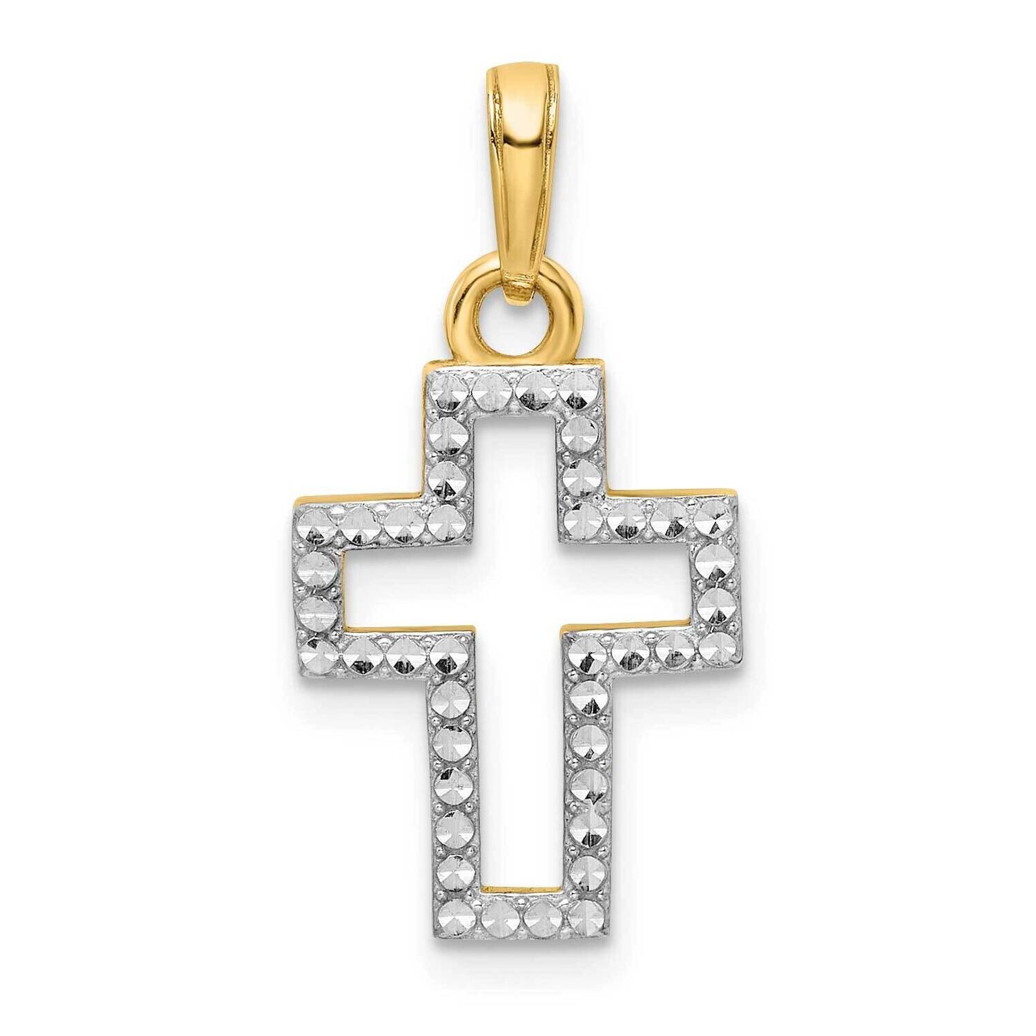 Diamond-Cut Cross Pendant 14k Gold With Rhodium K9785, MPN: K9785,