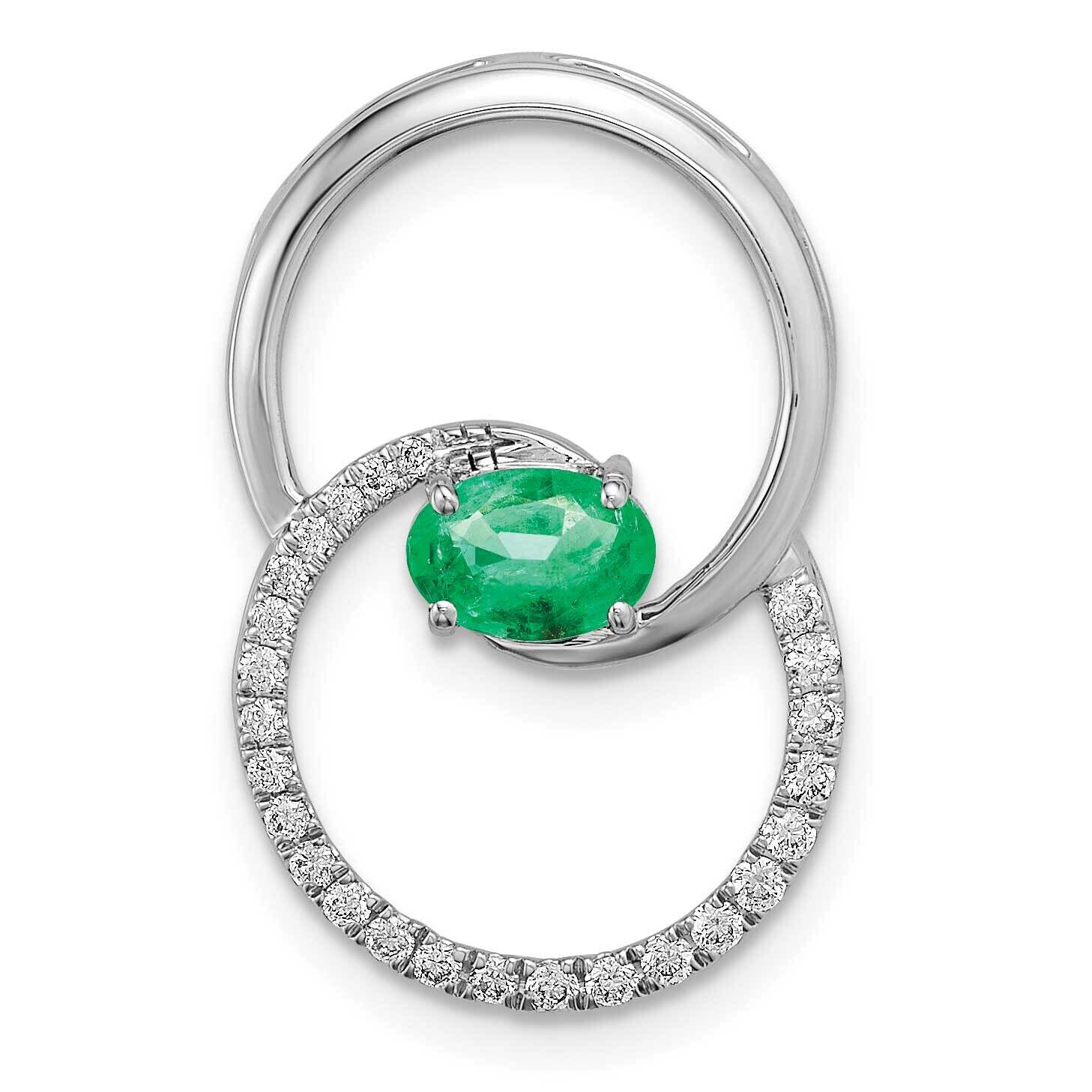 Emerald Double Circle Diamond Chain Slide 14k White Gold PM6831-EM-015-WA, MPN: PM6831-EM-015-WA,