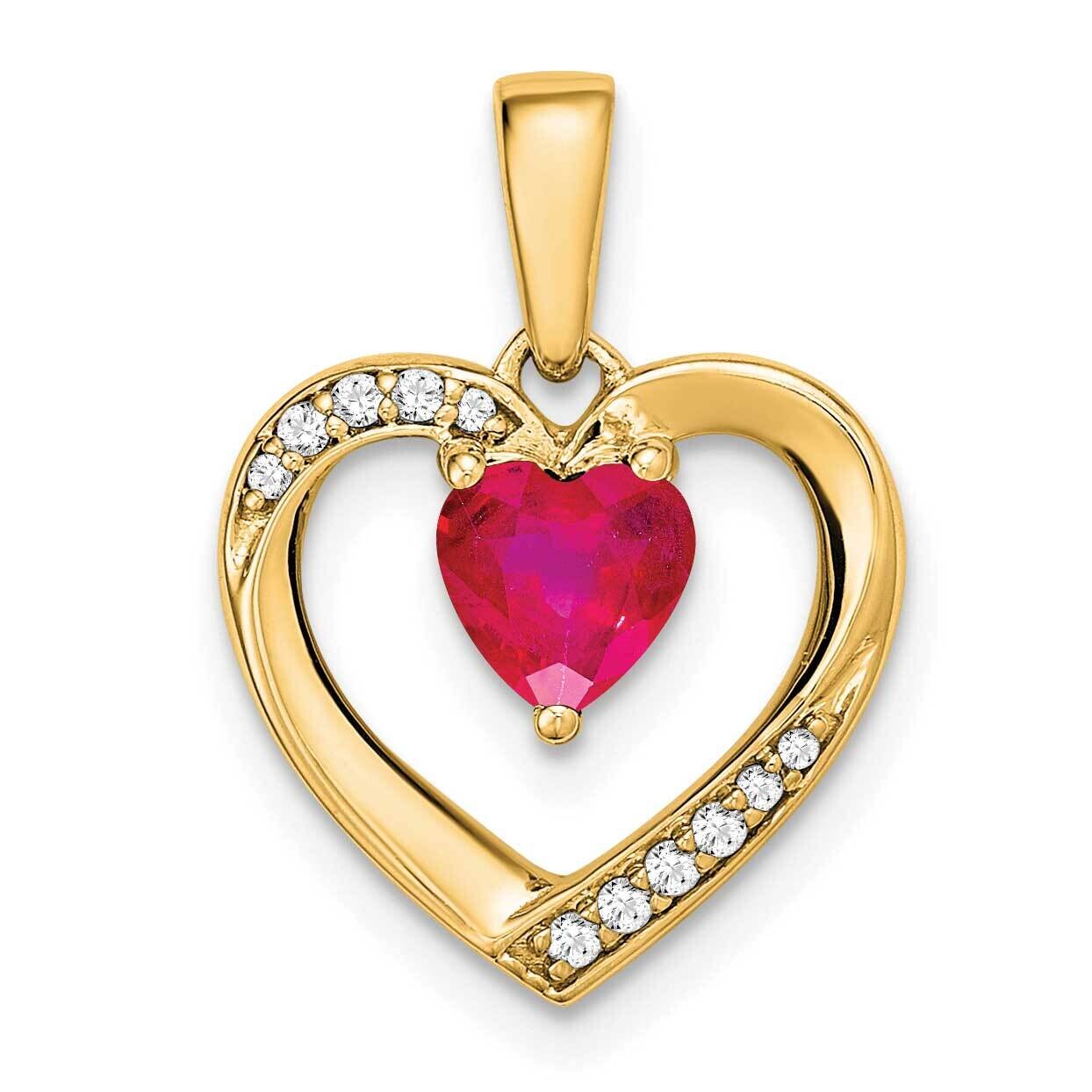 Ruby Diamond Heart Pendant 14k Gold PM6923-RU-005-YA, MPN: PM6923-RU-005-YA,