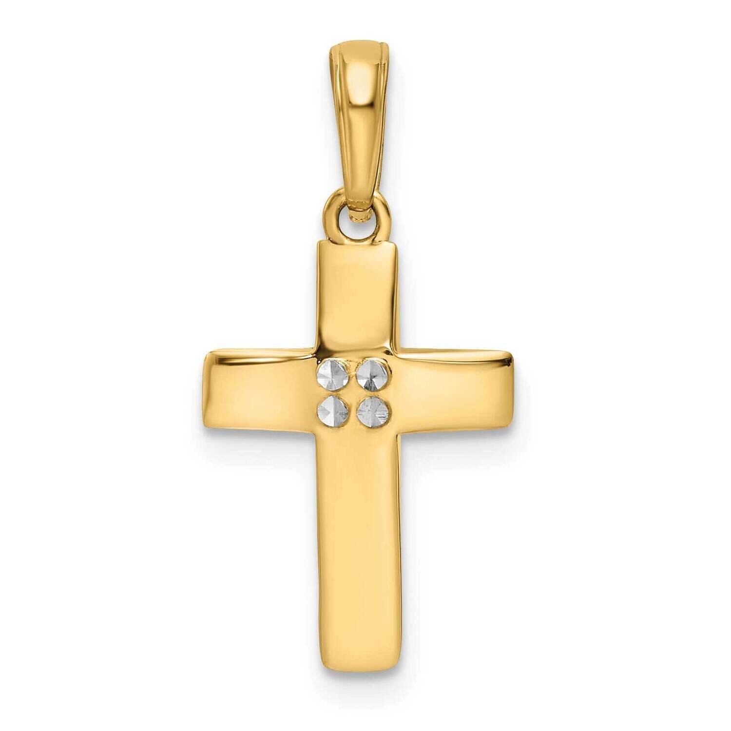 Diamond-Cut Cross Pendant 14k Gold With Rhodium K9794
