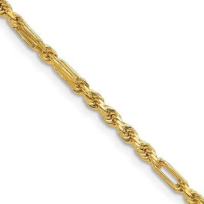 2.75mm Diamond-Cut Milano Rope Chain 16 Inch 14k Gold MIL050-16, MPN: MIL050-16,