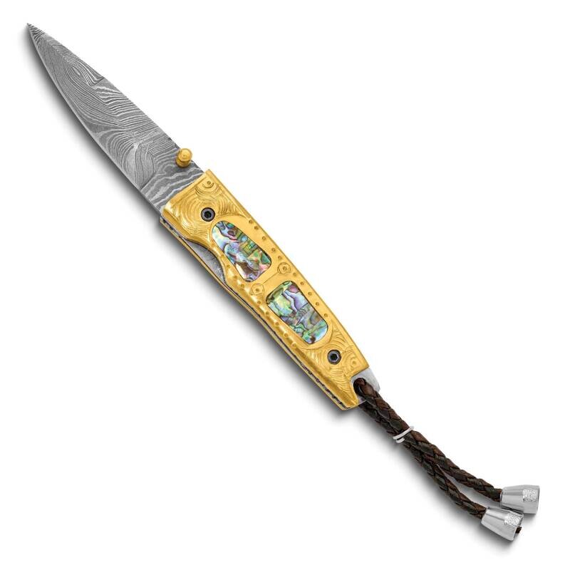Damascus Steel 256 Layer Folding Blade Abalone Handle Knife KN3310