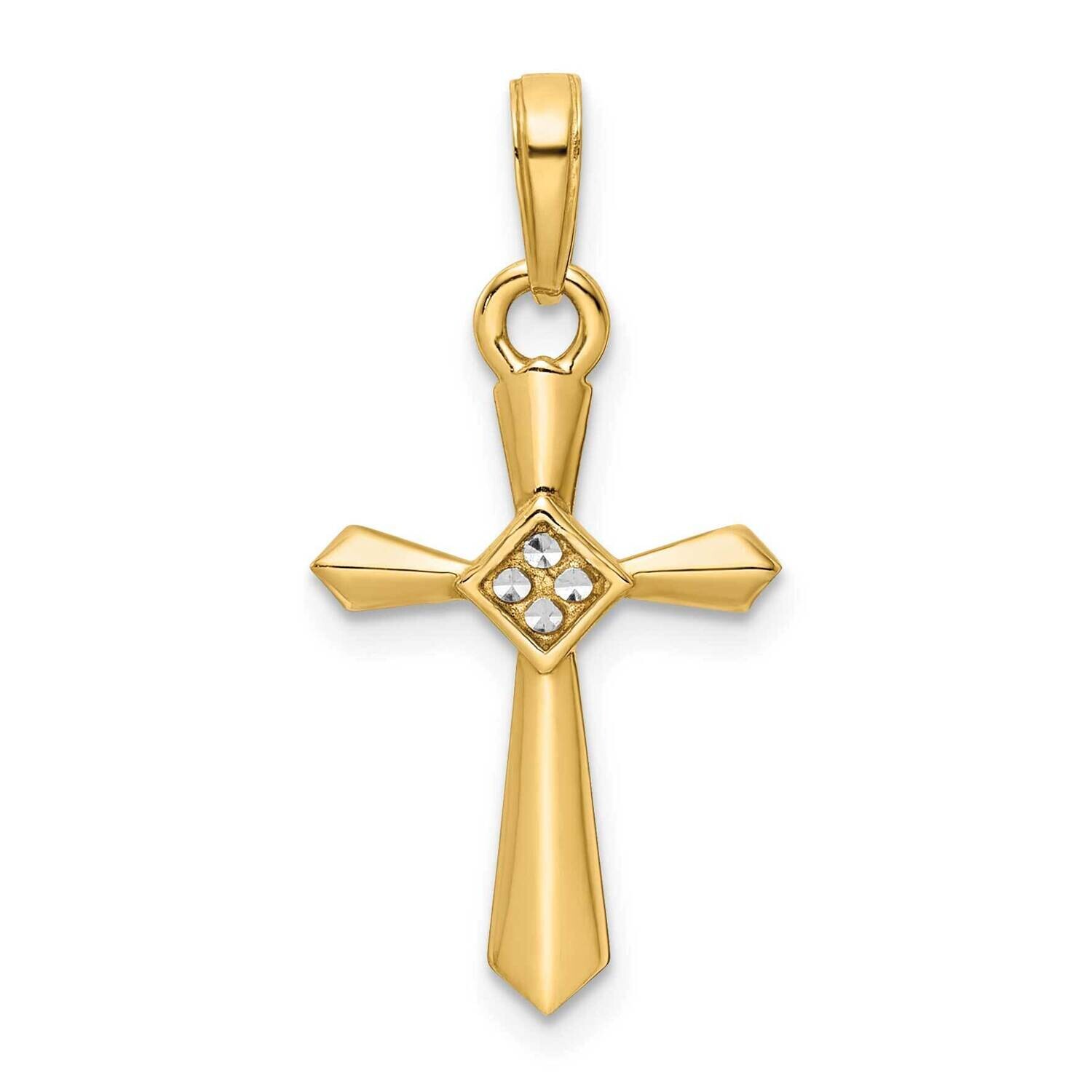Diamond-Cut Cross Pendant 14k Gold With Rhodium K9801, MPN: K9801,