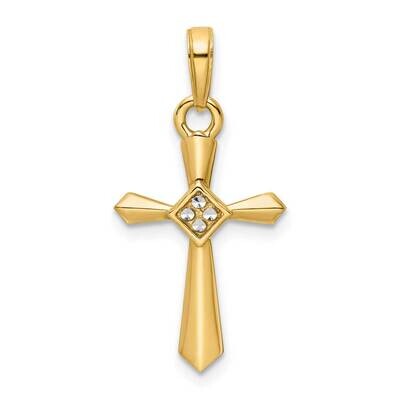 Diamond-Cut Cross Pendant 14k Gold With Rhodium K9801, MPN: K9801,