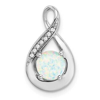 Created Opal Diamond Pendant 14k White Gold PM7056-OP-003-WA, MPN: PM7056-OP-003-WA,