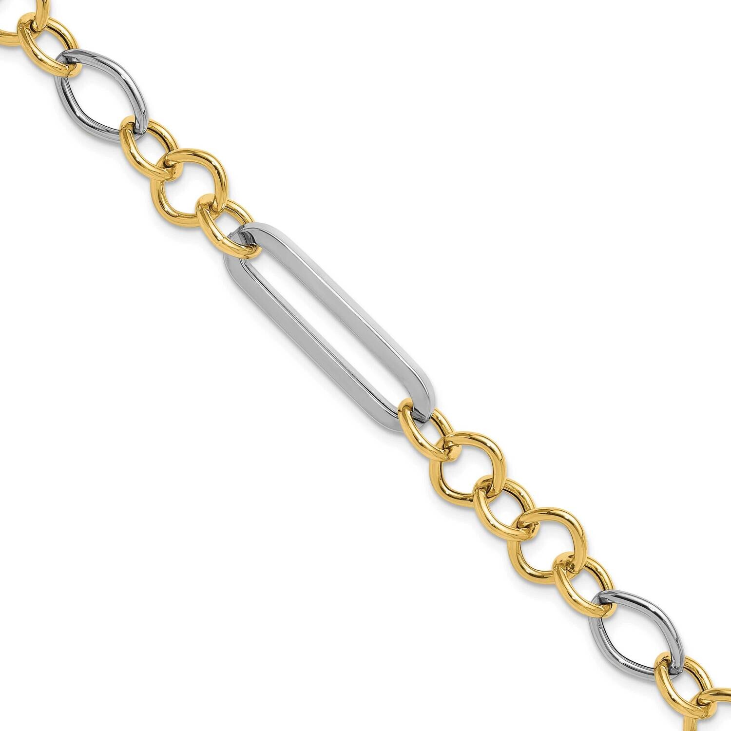 Fancy Link Bracelet 7.5 Inch 14k Two-Tone Gold FB2031-7.5, MPN: FB2031-7.5,