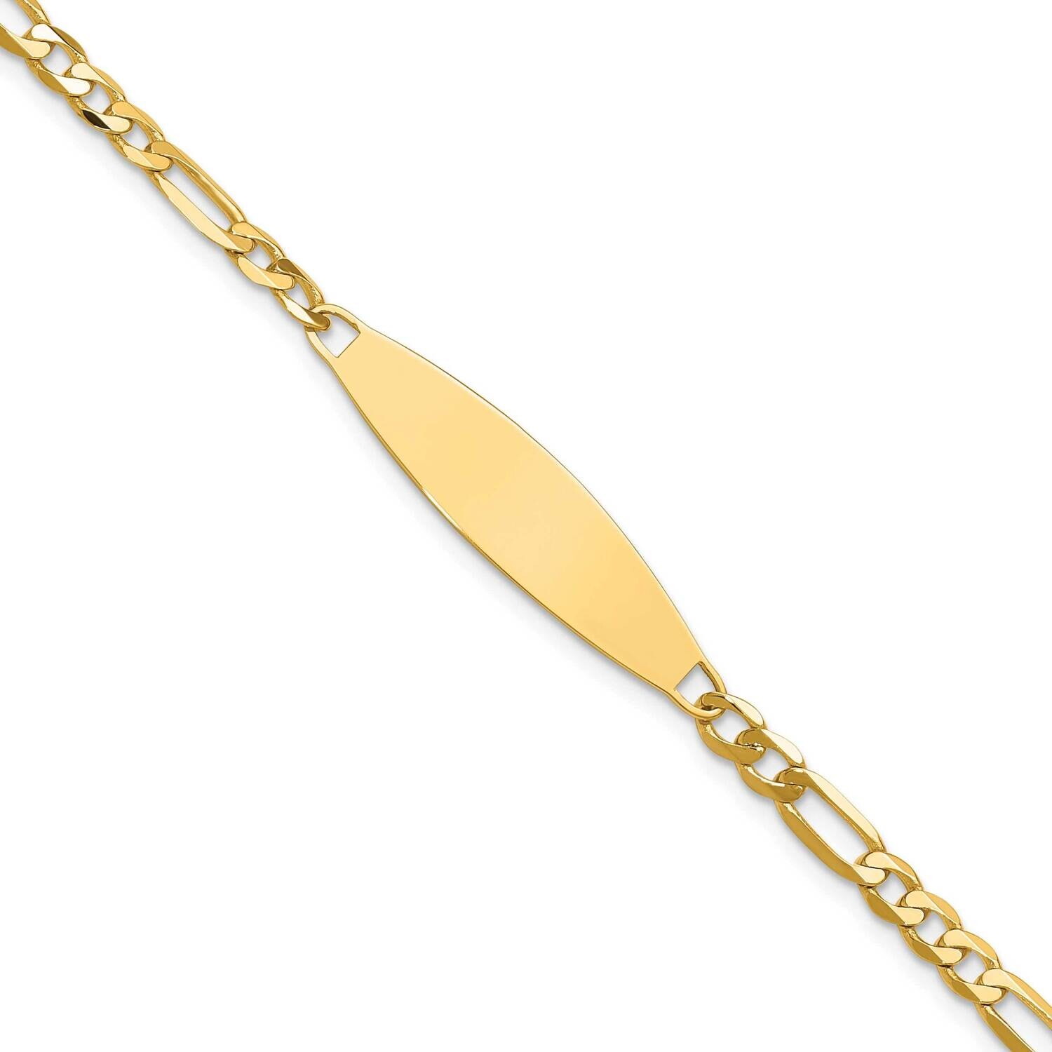 3.0mm Figaro Id Bracelet 7 Inch 14k Gold LID112-7