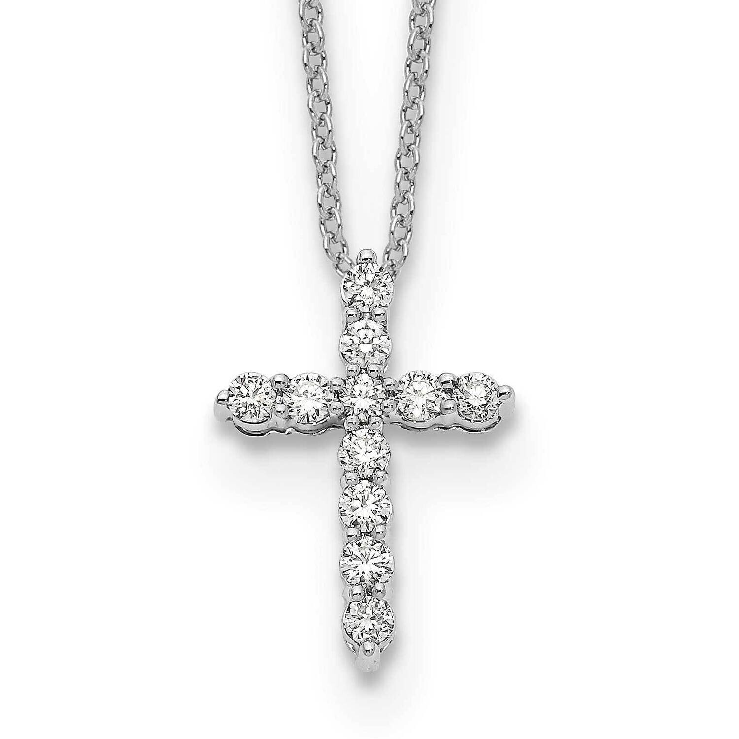 Diamond Cross 18 Inch Necklace 14k White Gold PM1000-033-WA, MPN: PM1000-033-WA, 883957274041