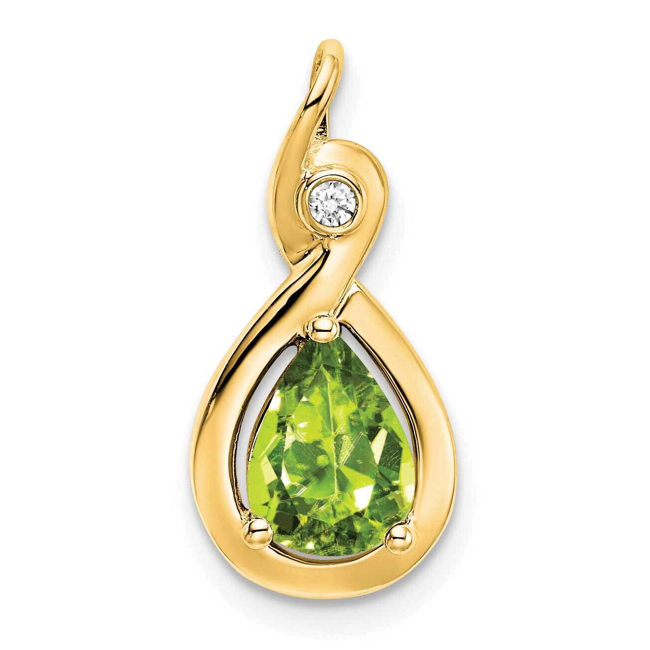 Pear Peridot Diamond Pendant 14k Gold PM7055-PE-002-YA, MPN: PM7055-PE-002-YA,