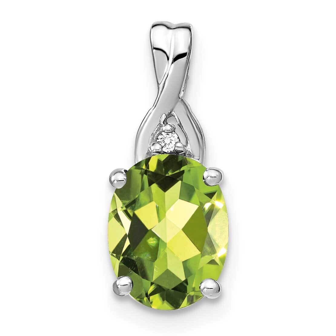 Oval Peridot Diamond Pendant 14k White Gold PM7075-PE-001-WA, MPN: PM7075-PE-001-WA,