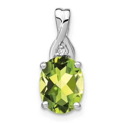 Oval Peridot Diamond Pendant 14k White Gold PM7075-PE-001-WA, MPN: PM7075-PE-001-WA,