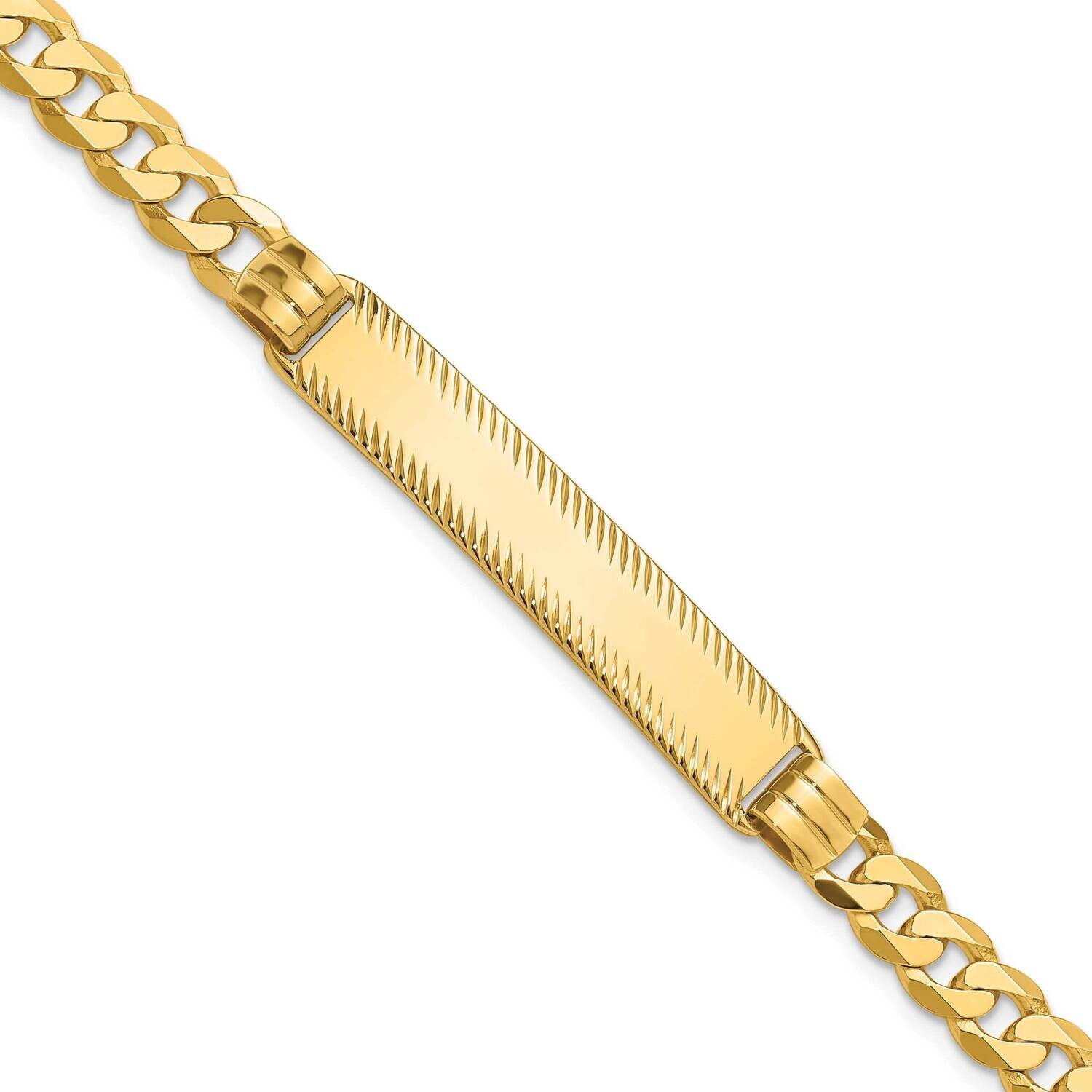 Curb Link Diamond Cut Id Bracelet 7 Inch 14k Gold LID103-7, MPN: LID103-7,