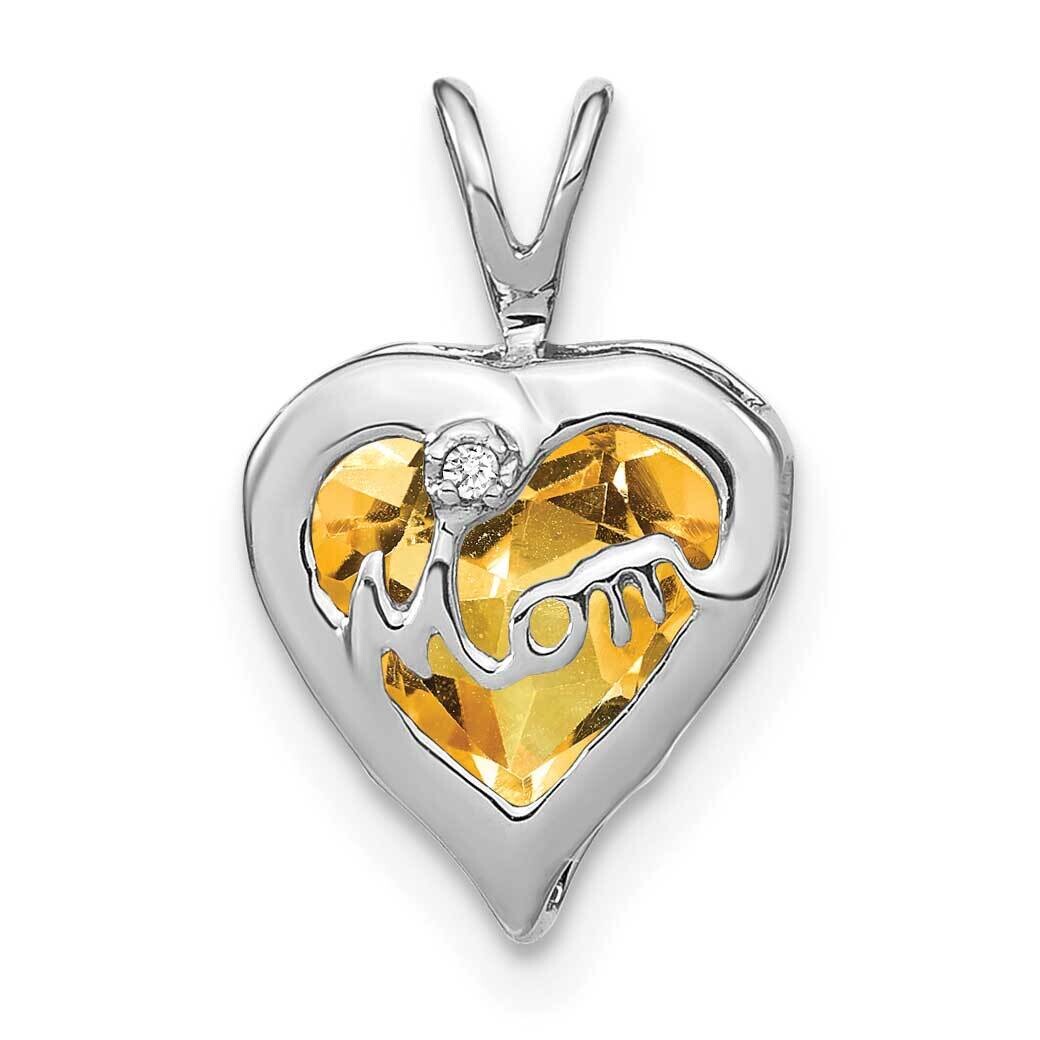Citrine Diamond Mom Heart Pendant 14k White Gold PM7003-CI-001-WA, MPN: PM7003-CI-001-WA, 191101401…