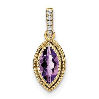 Marquise Amethyst Diamond Pendant 14k Gold PM7095-AM-012-YA, MPN: PM7095-AM-012-YA,