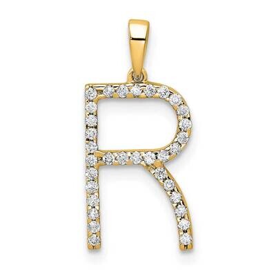 Diamond Letter R Initial Pendant 14k Gold PM5222R-010-YA, MPN: PM5222R-010-YA, 196904069066