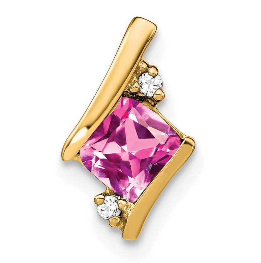 Cushion Cr. Pink Sapphire Diamond Chain Slide 10k Gold PM7398-CPS-002-1YA, MPN: PM7398-CPS-002-1YA,