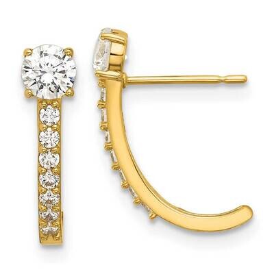 Madi K Polished CZ Post J-Hoop Earrings 14k Gold GK1191, MPN: GK1191,