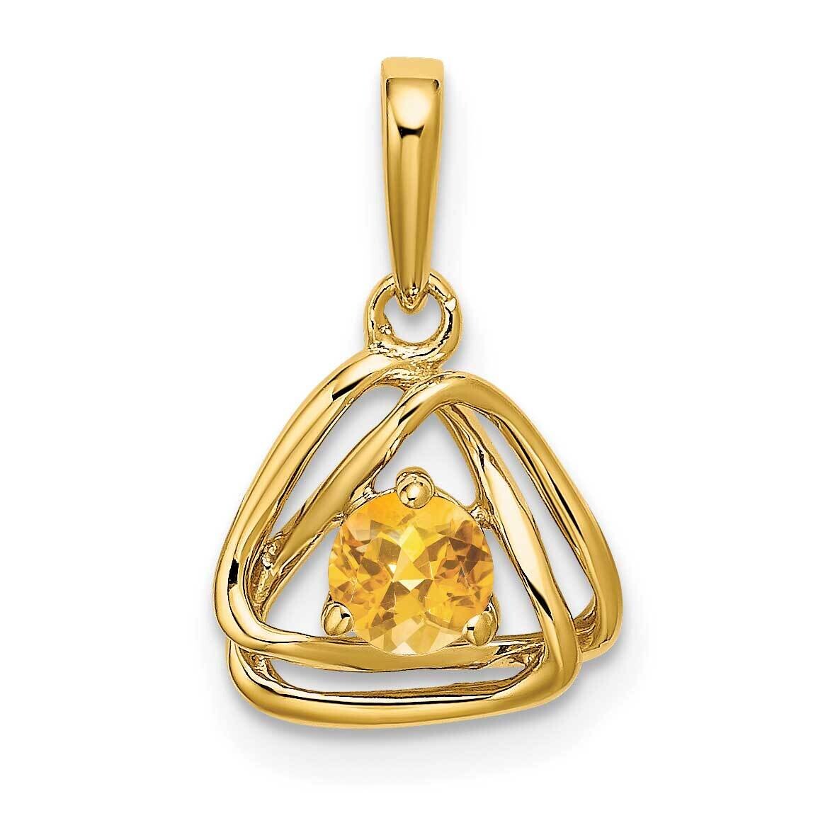Citrine Triangle Pendant 14k Gold PM7395-CI-Y, MPN: PM7395-CI-Y, 191101400643