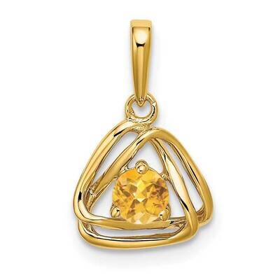Citrine Triangle Pendant 14k Gold PM7395-CI-Y, MPN: PM7395-CI-Y, 191101400643
