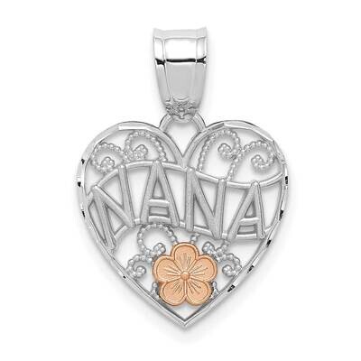 Rose Gold Flower Nana Heart Pendant 14k White Gold M2692W, MPN: M2692W,