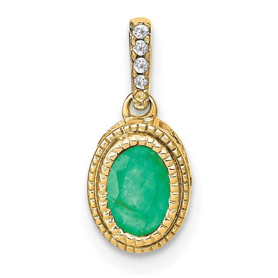 Oval Emerald Diamond Pendant 14k Gold PM7093-EM-011-YA