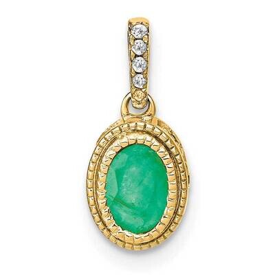 Oval Emerald Diamond Pendant 14k Gold PM7093-EM-011-YA, MPN: PM7093-EM-011-YA,