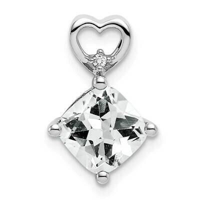 White Topaz Diamond Heart Chain Slide 14k White Gold PM7399-WT-001-WA, MPN: PM7399-WT-001-WA, 19110…