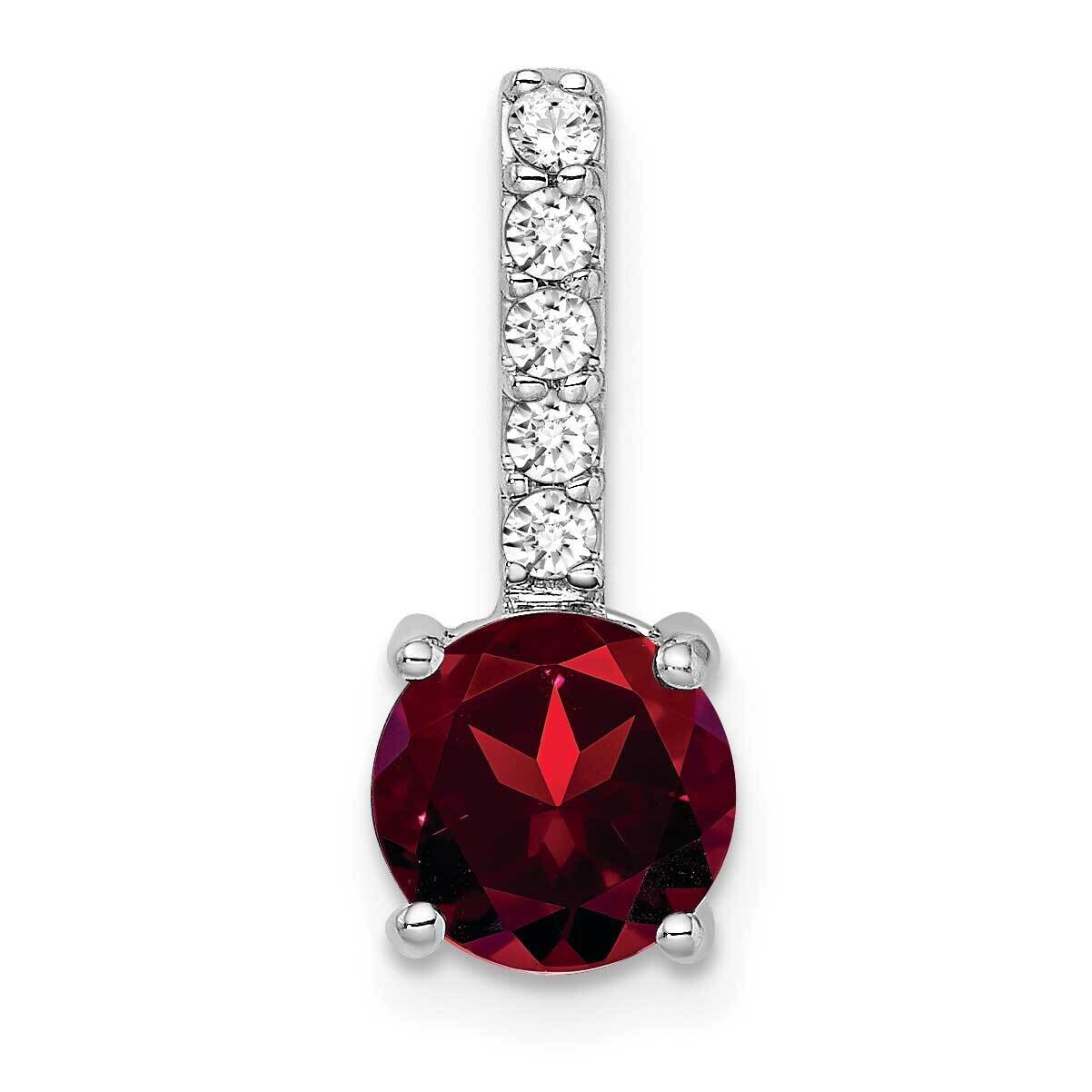 Round Garnet Diamond Pendant 14k White Gold PM7036-GA-013-WA, MPN: PM7036-GA-013-WA,