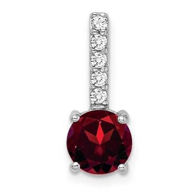 Round Garnet Diamond Pendant 14k White Gold PM7036-GA-013-WA, MPN: PM7036-GA-013-WA,